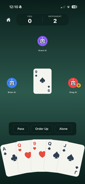 Euchre Plus+ gameplay screenshot